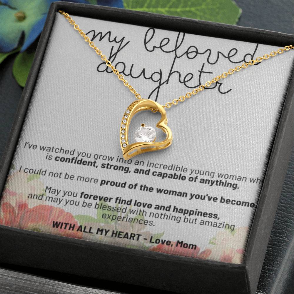 Personalized Heart-Shaped Pendant Necklace Cubic Zirconia for Daughter