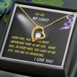 Personalized "You Are My Light" Gift Message Card Necklace for Women