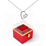 Forever Love Necklace With Rotating Rose Gift Box - No Message