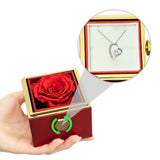 Forever Love Necklace With Rotating Rose Gift Box - No Message