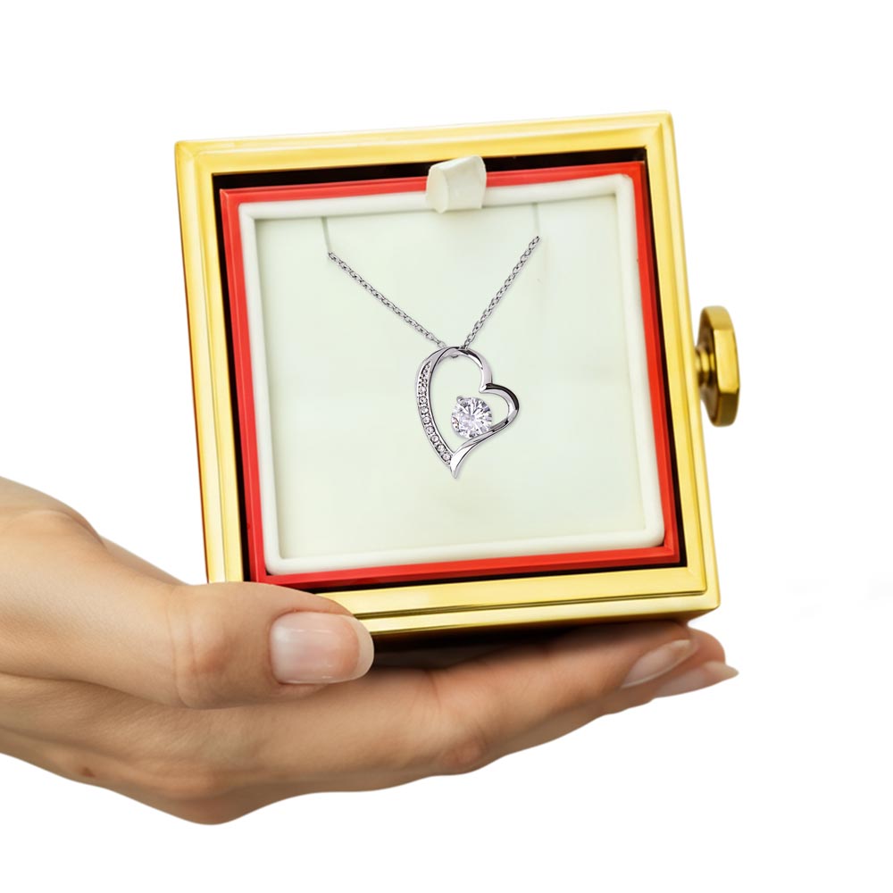 Forever Love Necklace With Rotating Rose Gift Box - No Message