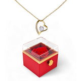 Forever Love Necklace With Rotating Rose Gift Box - No Message