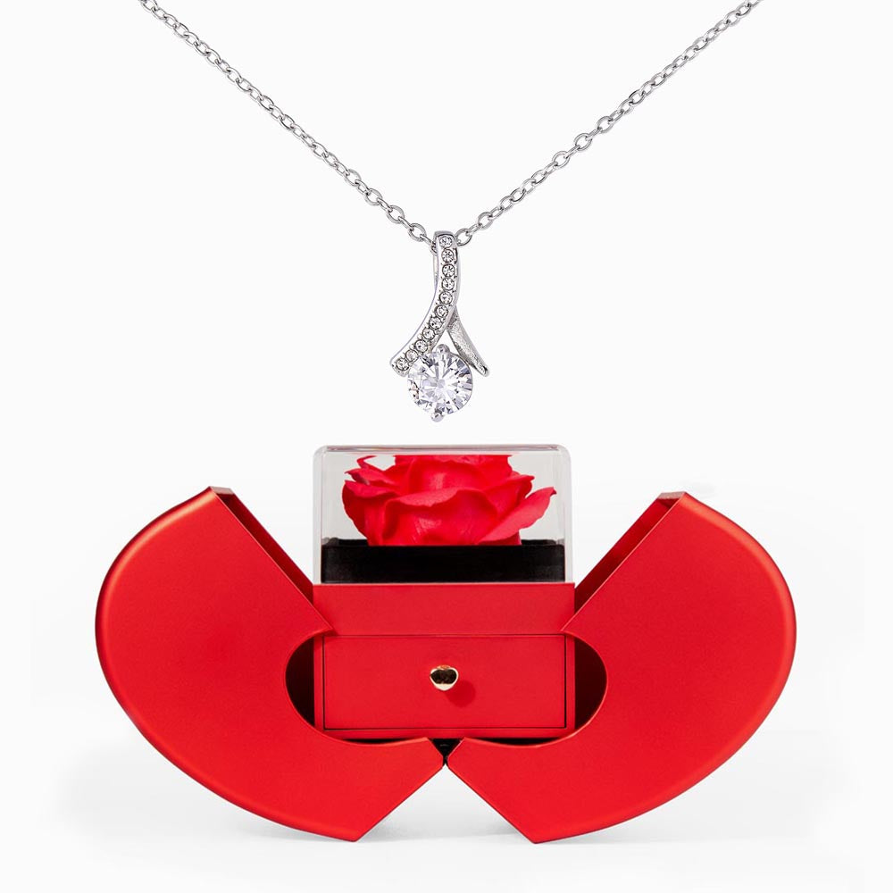 Red Heart Rose Box - Alluring Necklace