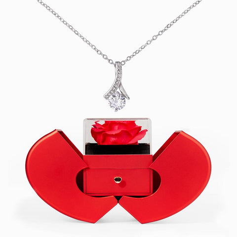 Red Heart Rose Box - Alluring Necklace