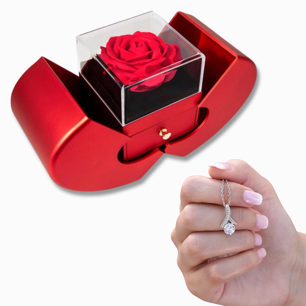 Red Heart Rose Box - Alluring Necklace