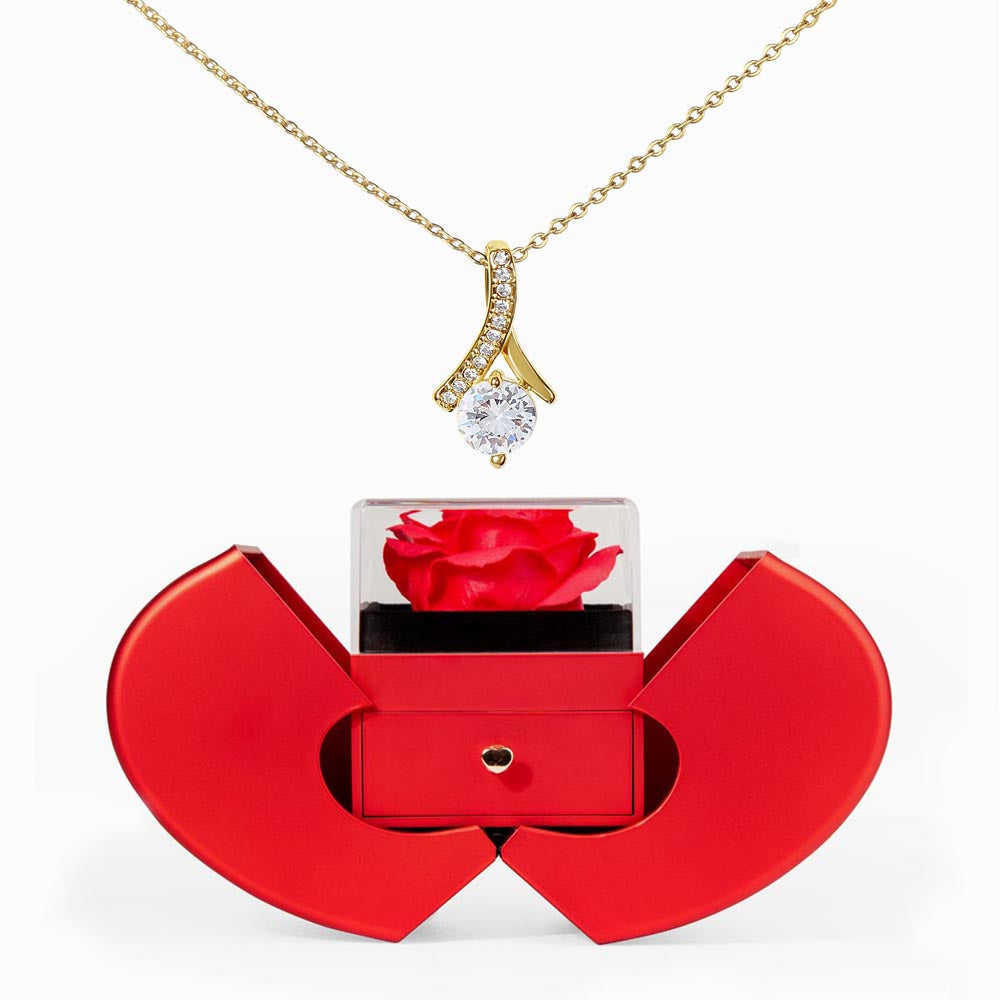 Red Heart Rose Box - Alluring Necklace