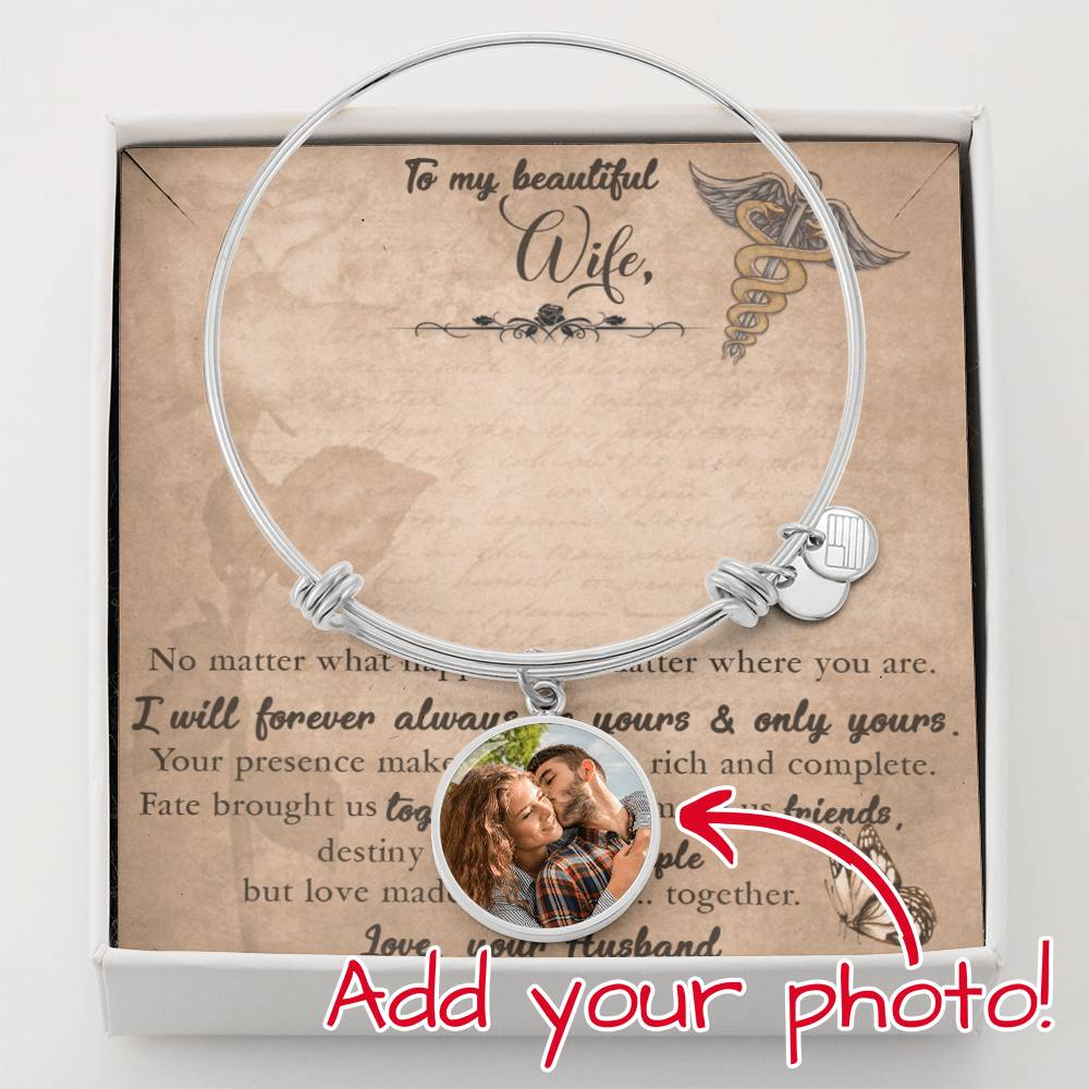 Beloved Wife Timeless Circle Bangles Women Custom Photo Bracelets