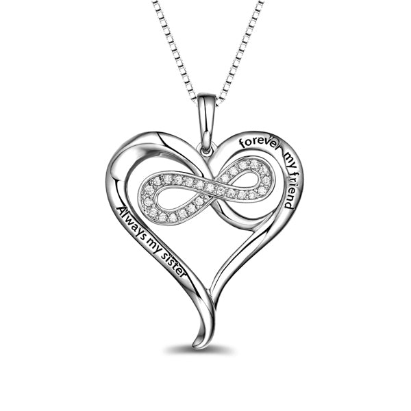 Personalized Sterling Silver Infinity Heart Necklace Jewelry Treasures