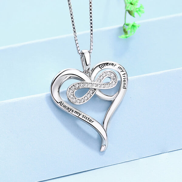 Personalized Sterling Silver Infinity Heart Necklace Jewelry Treasures