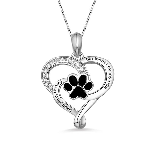 Customized Pet Paw Print Love Heart Necklace Jewelry Treasures