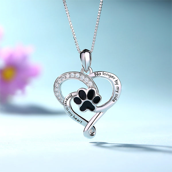 Customized Pet Paw Print Love Heart Necklace Jewelry Treasures