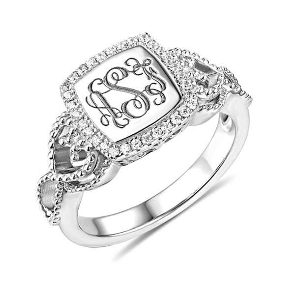 Women's Engraved Classic Monogram Ring Jewelry Treasures