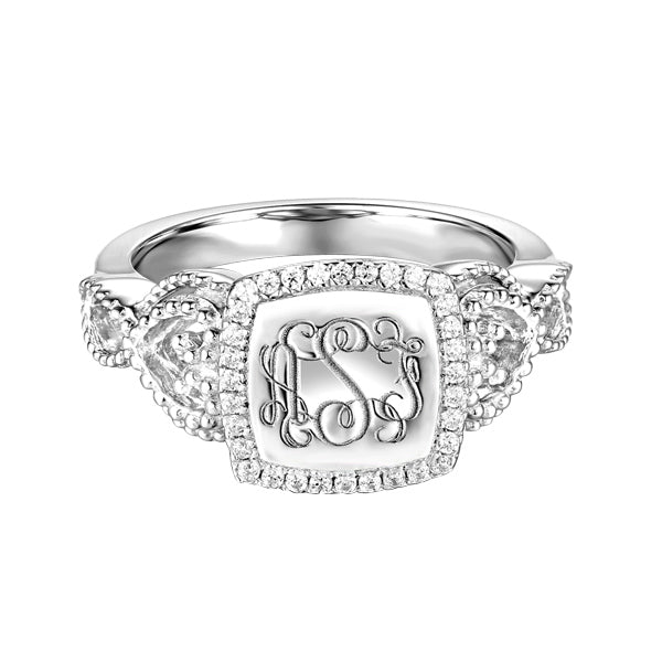 Women's Engraved Classic Monogram Ring Jewelry Treasures