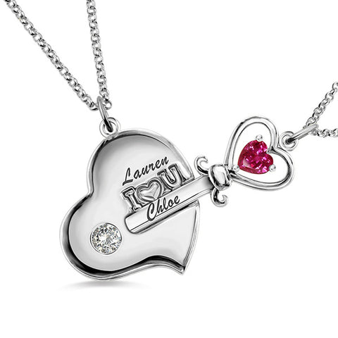 Key to My Heart Birthstone Necklace Jewelry Treasures