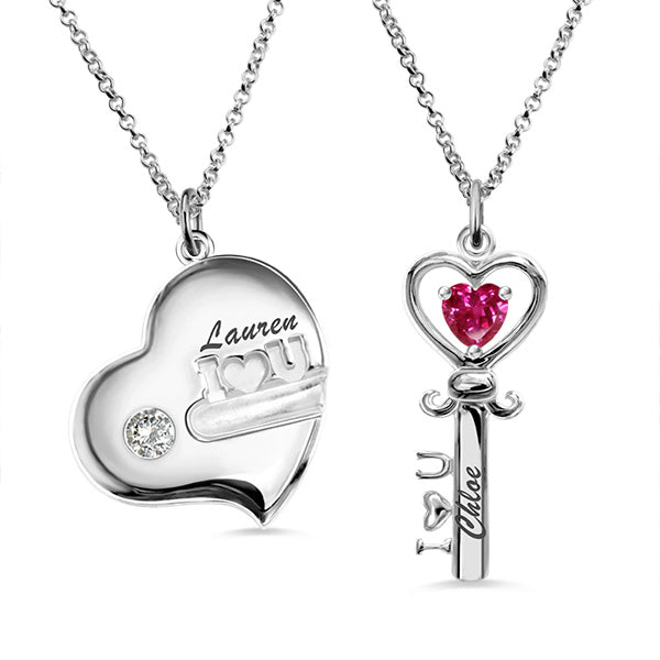 Key to My Heart Birthstone Necklace Jewelry Treasures