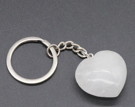 simple style heart shape natural stone polishing crystal keychain