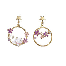 1 pair cute flower enamel inlay alloy rhinestones pearl drop earrings