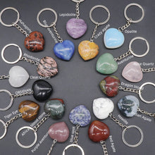 simple style heart shape natural stone polishing crystal keychain