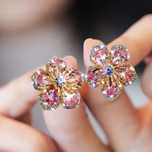 Luxury Rhinestones Earrings Elegant Crystal Flower Stud Earrings