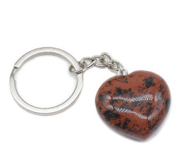 simple style heart shape natural stone polishing crystal keychain