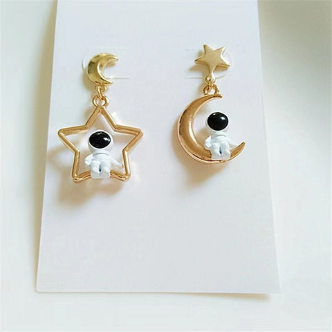 fashion astronaut moon alloy plating women's drop earrings 1 pair