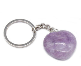 simple style heart shape natural stone polishing crystal keychain