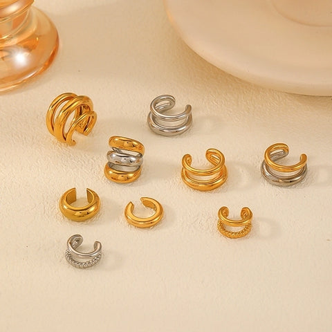 1 Piece Simple Style Classic Style C Shape Solid Color Polishing Plating 304 Stainless Steel 18K Gold Plated Ear Cuffs