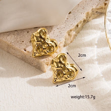 1 pair casual heart shape solid color plating stainless steel 14k gold plated ear studs