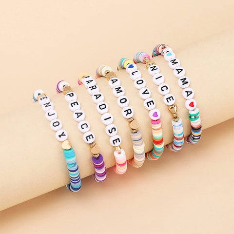 Personalized Classic Style Letter Soft Clay Beaded Bracelets for Women