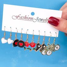 1 set fashion heart shape flower alloy enamel women's drop earrings