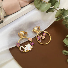 1 pair cute flower enamel inlay alloy rhinestones pearl drop earrings