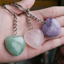 simple style heart shape natural stone polishing crystal keychain