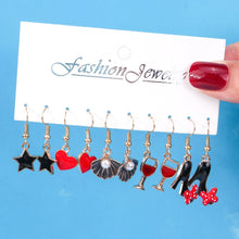 1 set fashion heart shape flower alloy enamel women's drop earrings