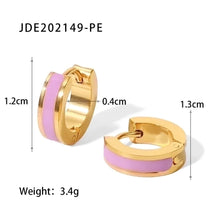 Fashion Round Enamel Gold Plated 304 Stainless Steel Earrings