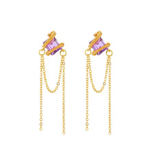 ins style sweet geometric alloy plating inlay zircon 14k gold plated women's ear studs