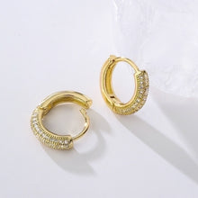 1 pair fashion geometric gold plated copper zircon gold plated hoop earrings