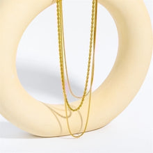 18K Gold Plated Stainless Steel Three Layer Necklace for Women