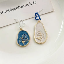 fashion heart shape alloy asymmetrical enamel stoving varnish drop earrings