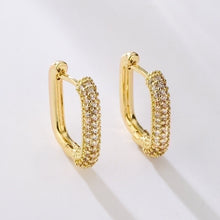 1 pair fashion geometric gold plated copper zircon gold plated hoop earrings