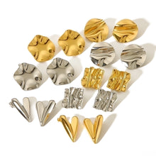 1 Pair Simple Style Quadrilateral Circle Heart Shape Polishing Plating 304 Stainless Steel 18K Gold Plated Ear Studs