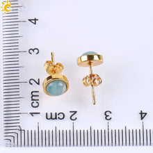 fashion round natural stone rhinestones ear studs 1 pair