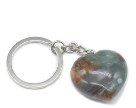 simple style heart shape natural stone polishing crystal keychain