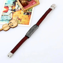 new vintage believe leather bracelet with adjustable punk leather bracelet