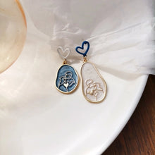 fashion heart shape alloy asymmetrical enamel stoving varnish drop earrings