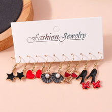 1 set fashion heart shape flower alloy enamel women's drop earrings