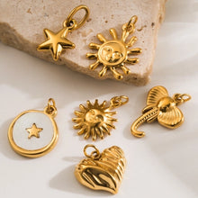 1 Piece 304 Stainless Steel 14K Gold Plated Elephant Sun Star Polished Jewelry Accessories Pendant