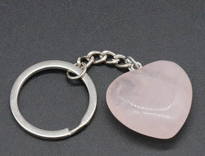 simple style heart shape natural stone polishing crystal keychain
