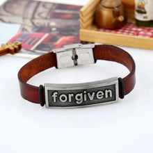 Retro Punk Forgiven Letter Bracelets Pu Leather Alloy Men's Bracelets