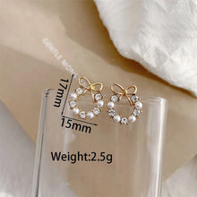 1 pair simple style classic style bow knot plating inlay alloy artificial rhinestones artificial pearls gold plated ear studs