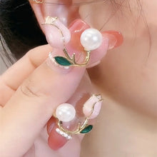 1 pair sweet flower plating imitation pearl alloy ear studs